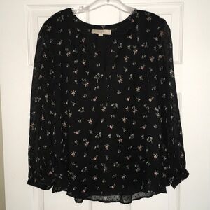 Loft Black Floral Blouse